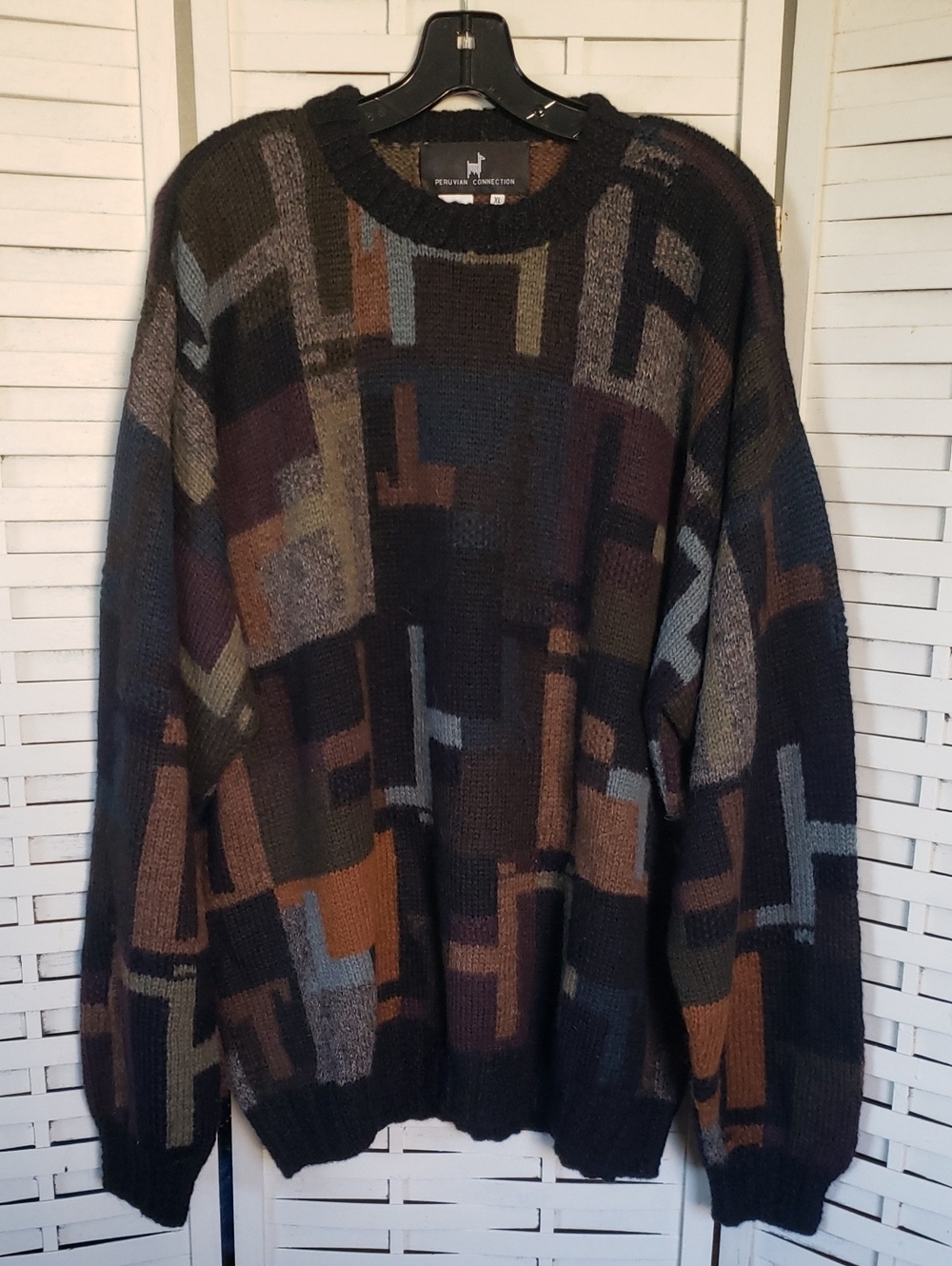 Peruvian Connection Multicolor Geometric Men’s Sweater Size XL 100% Alpaca